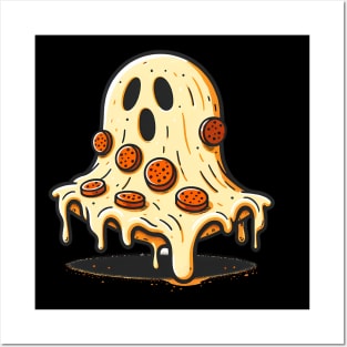 Funny Pizza Ghost Halloween Posters and Art